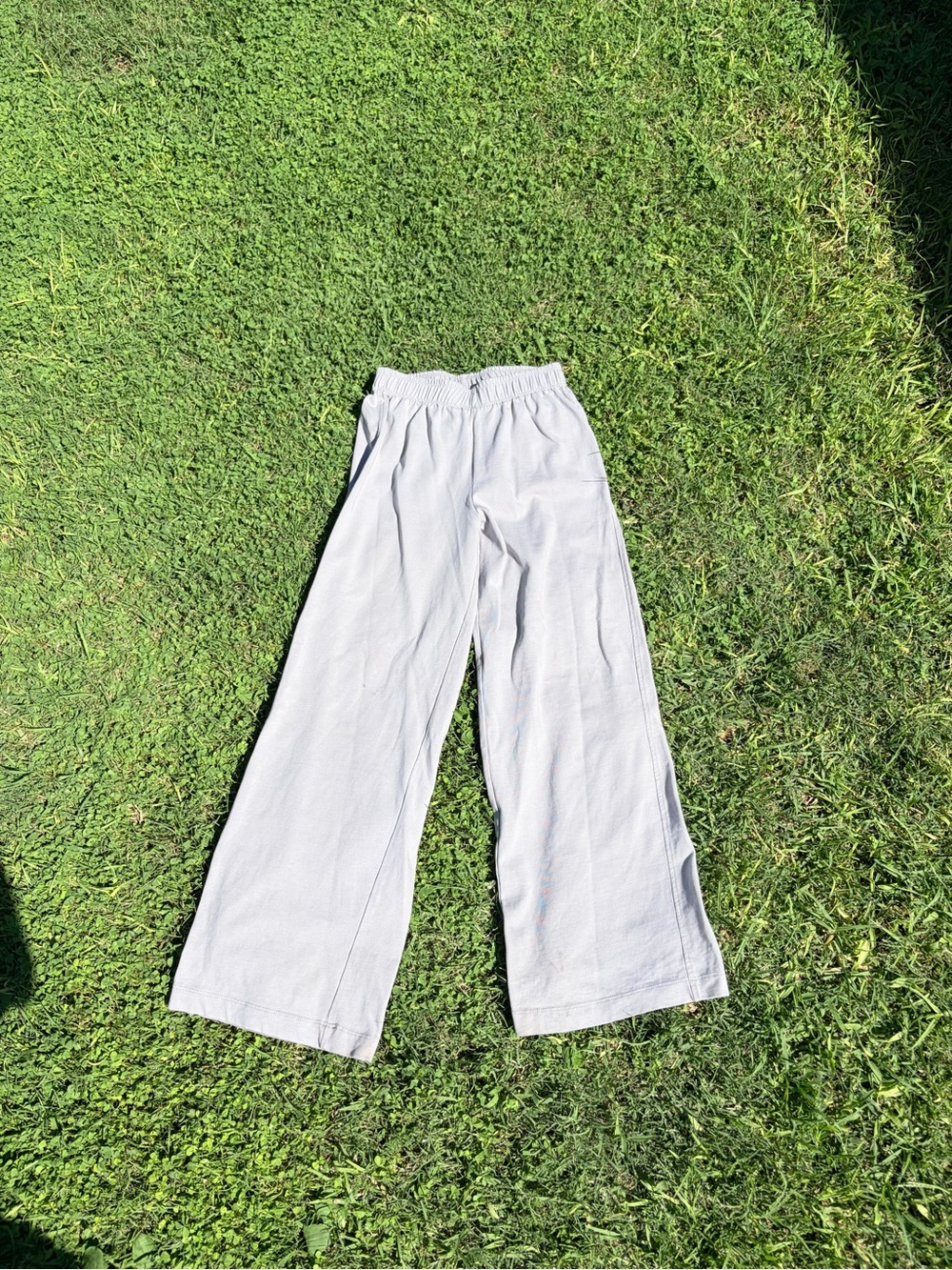 Kids Wide-Leg Elastic Waist Pants - Light Gray